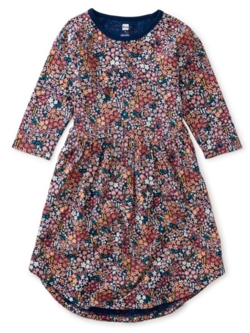 Tea Collection Midi Dress Navy Floral Size 7